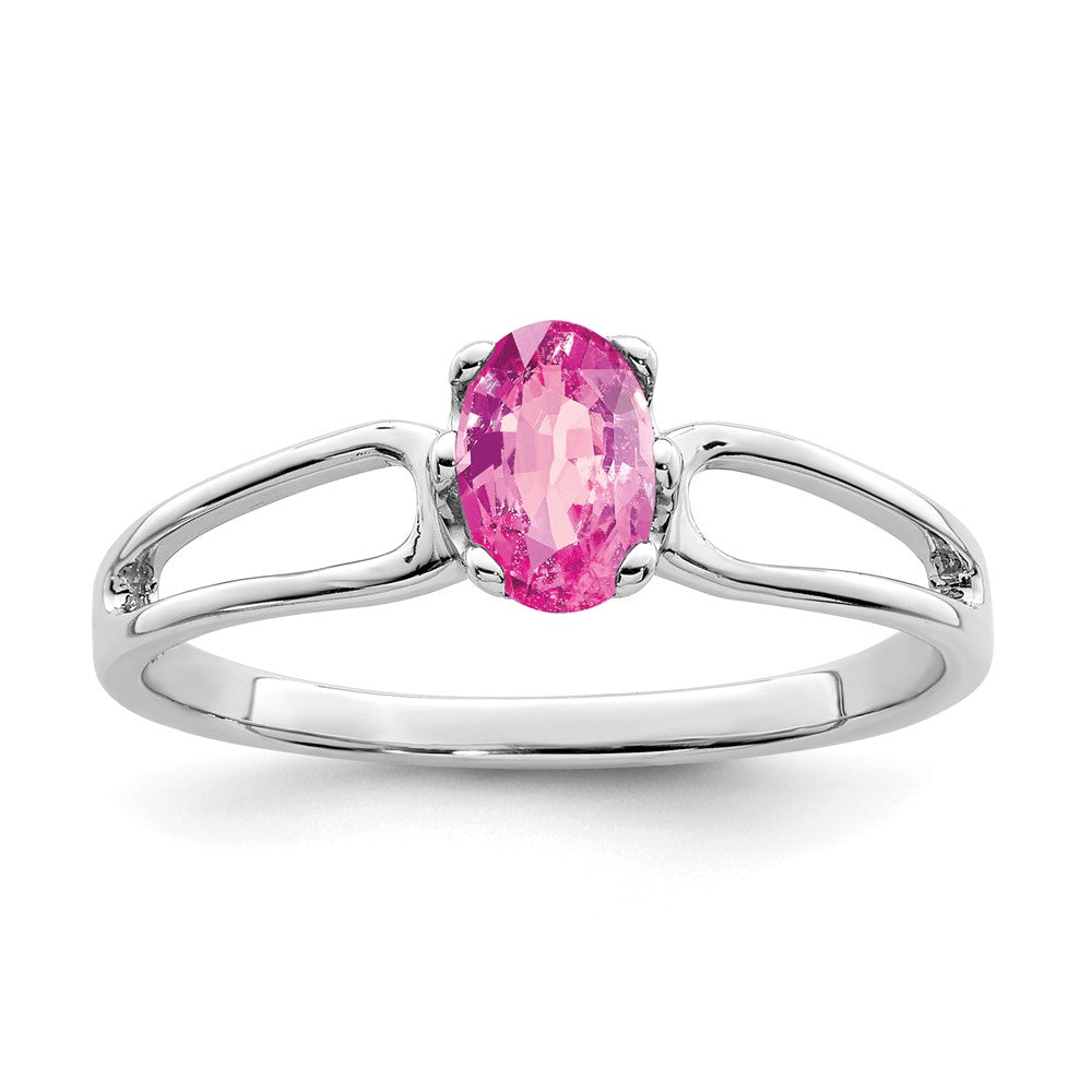 14k White Gold 6x4mm Oval Pink Sapphire ring