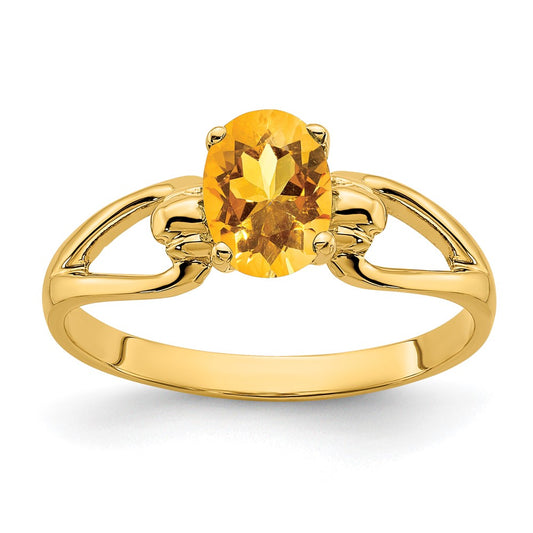 14K Yellow Gold 7x5mm Oval Citrine ring