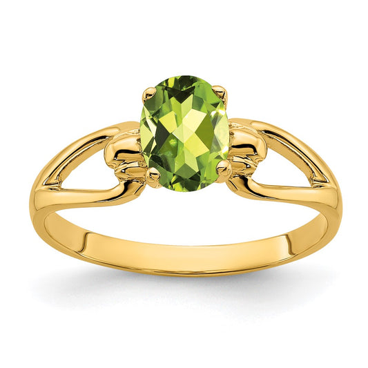 14K Yellow Gold 7x5mm Oval Peridot ring