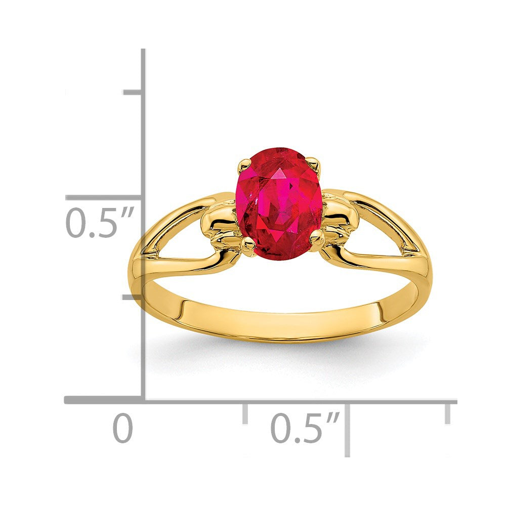 14K Yellow Gold 7x5mm Oval Ruby ring