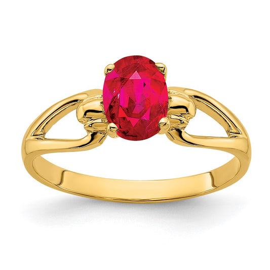 14K Yellow Gold 7x5mm Oval Ruby ring