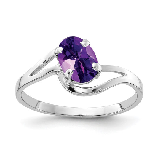 14k White Gold 7x5mm Oval Amethyst ring