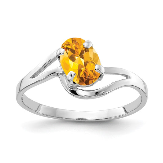 14k White Gold 7x5mm Oval Citrine ring