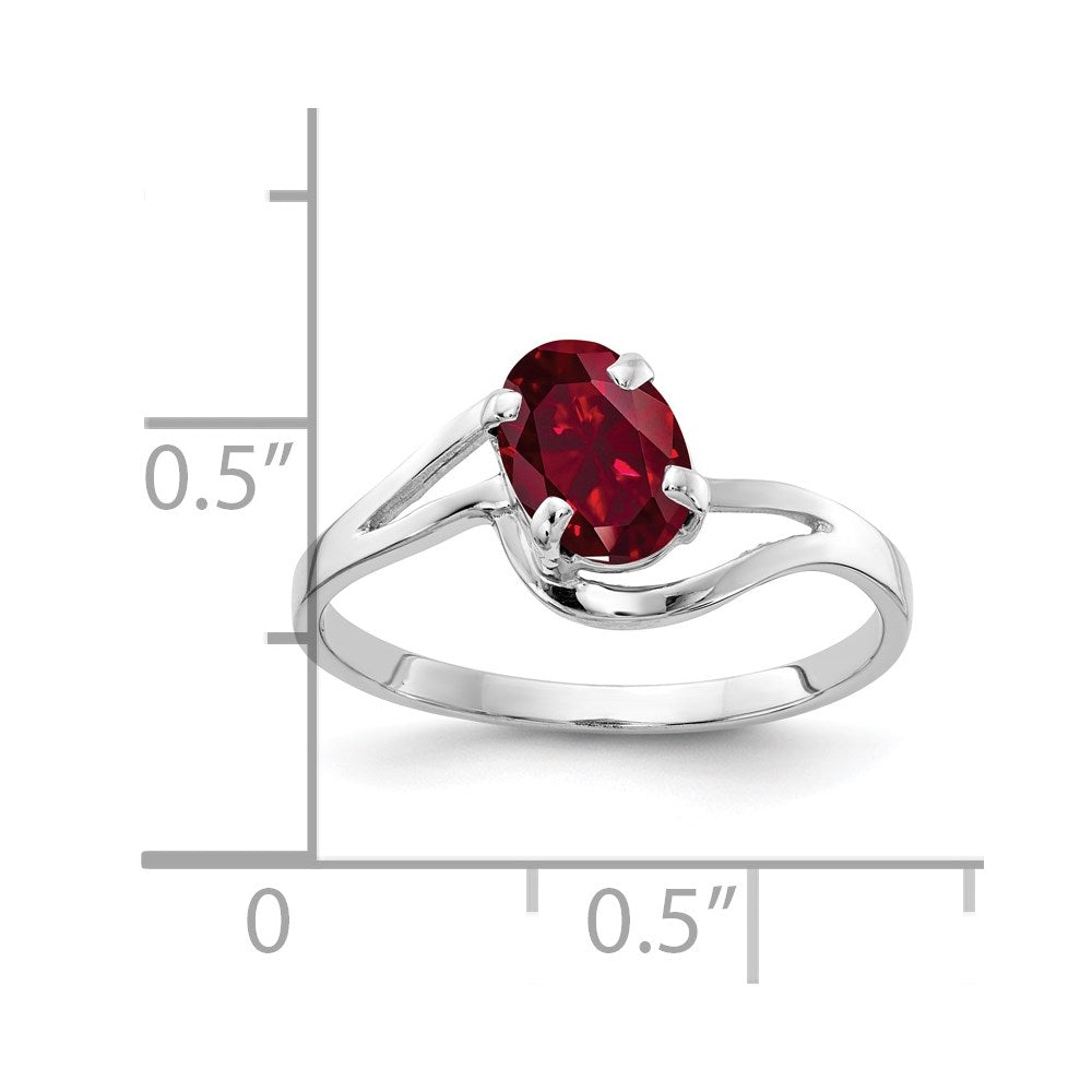 14k White Gold 7x5mm Oval Created Ruby ring