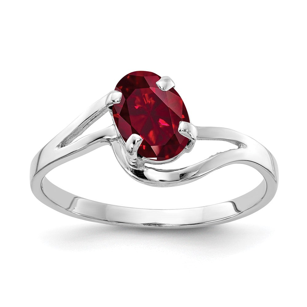 14k White Gold 7x5mm Oval Created Ruby ring