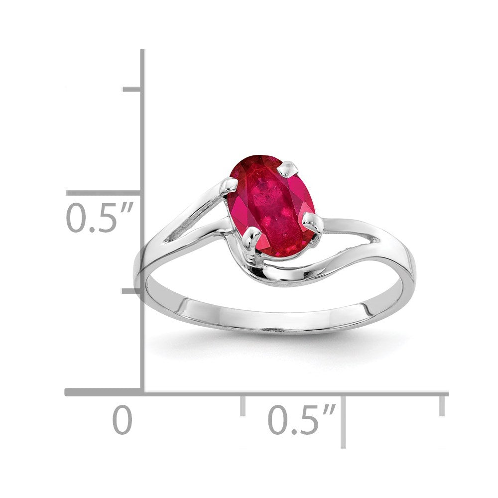 14k White Gold 7x5mm Oval Ruby ring