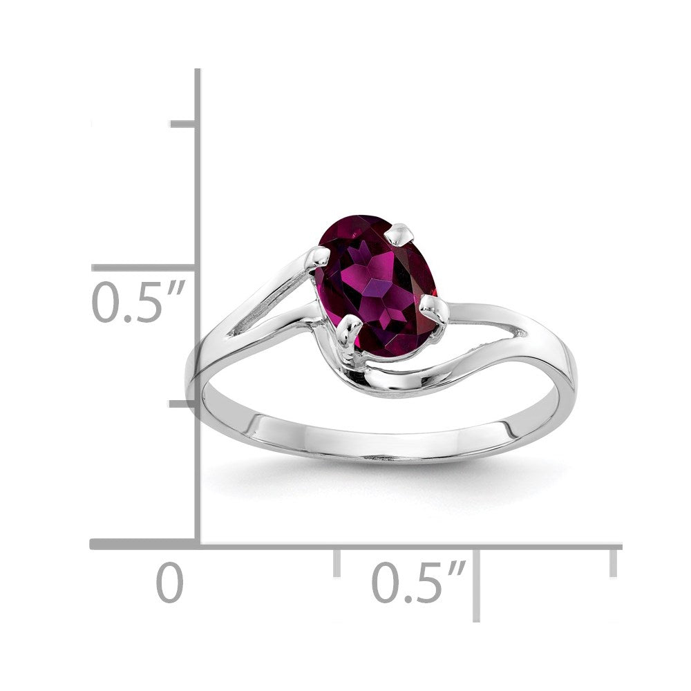 14k White Gold 7x5mm Oval Rhodolite Garnet ring