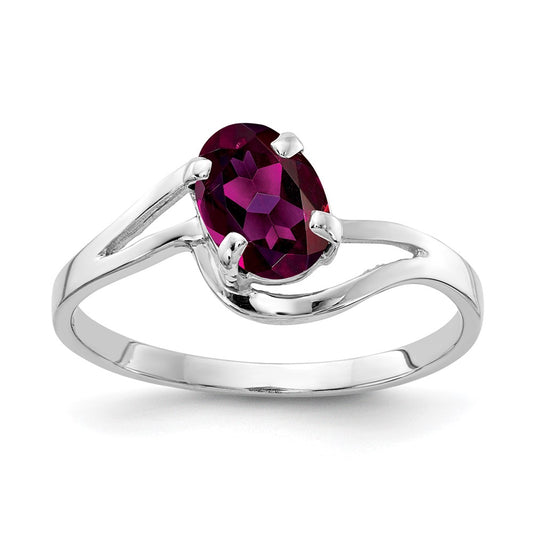 14k White Gold 7x5mm Oval Rhodolite Garnet ring