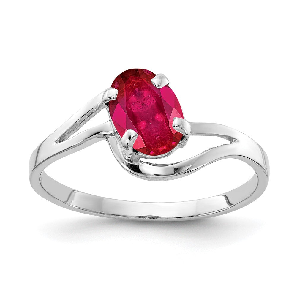 14k White Gold 7x5mm Oval Ruby ring