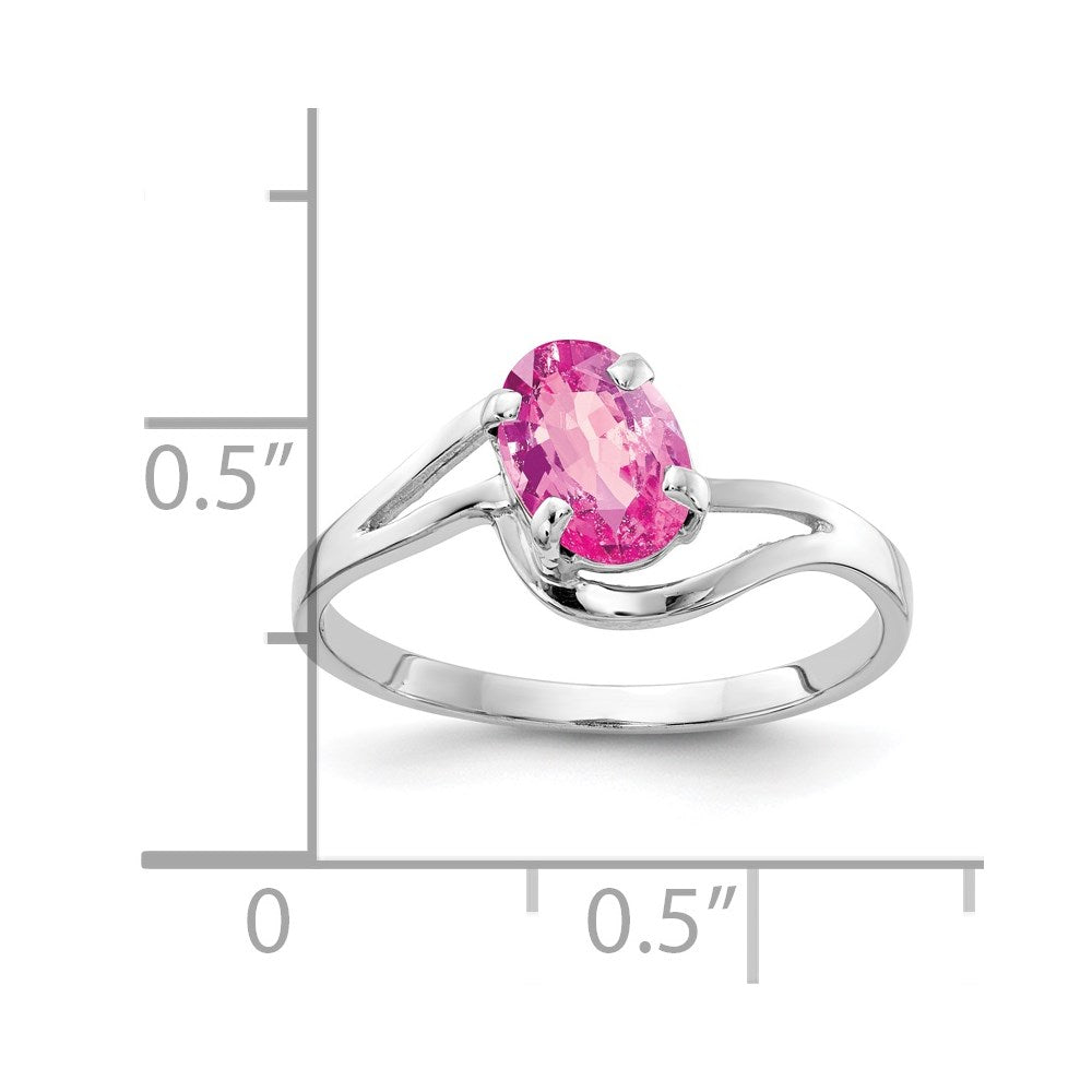 14k White Gold 7x5mm Oval Pink Sapphire ring