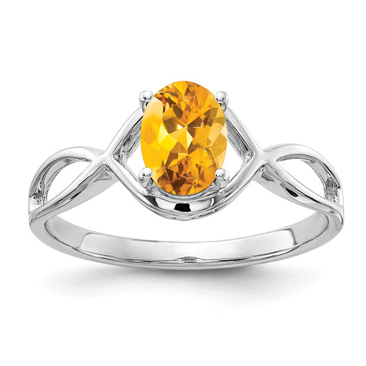 14k White Gold 7x5mm Oval Citrine Ring