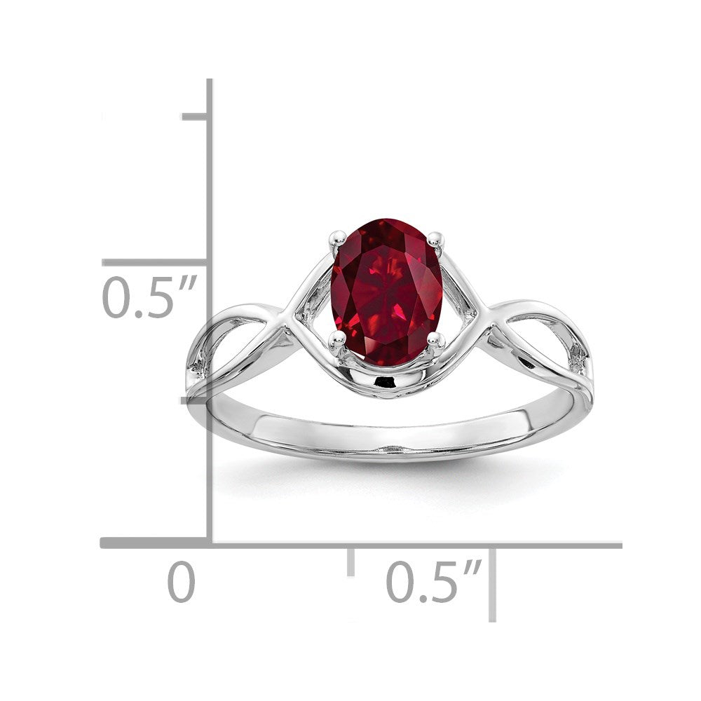 14k White Gold 7x5mm Oval Created Ruby Ring