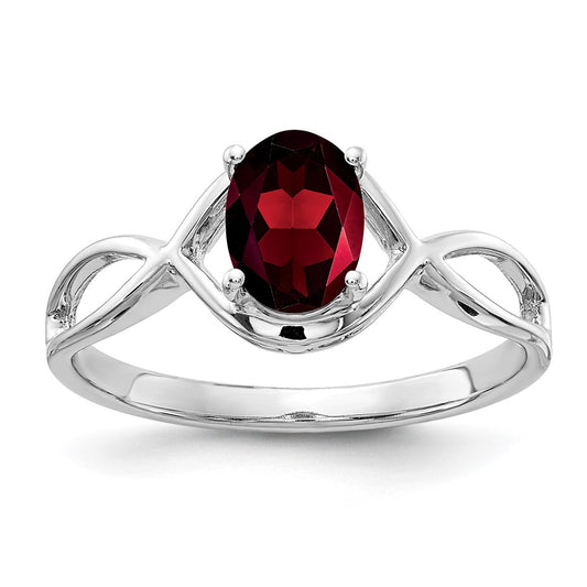 14k White Gold 7x5mm Oval Garnet Ring