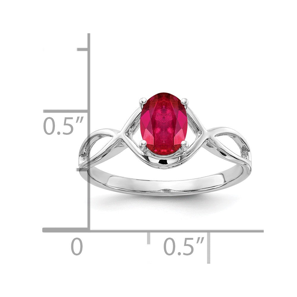 14k White Gold 7x5mm Oval Ruby Ring