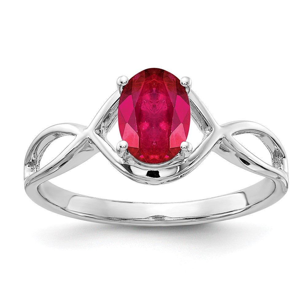 14k White Gold 7x5mm Oval Ruby Ring