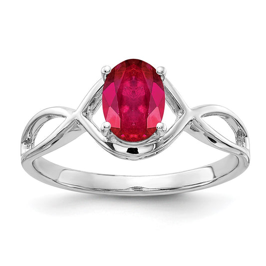 14k White Gold 7x5mm Oval Ruby Ring