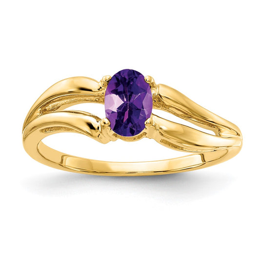 14K Yellow Gold 6x4mm Oval Amethyst ring