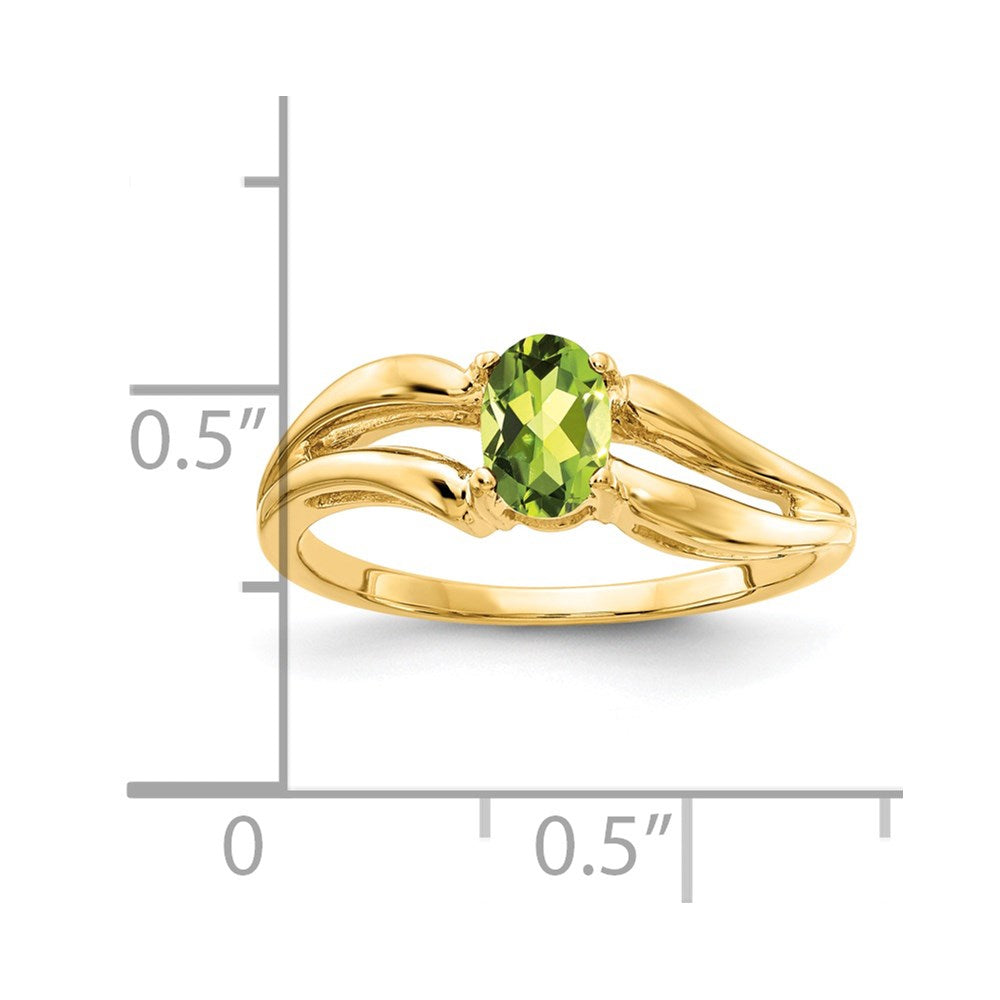 14K Yellow Gold 6x4mm Oval Peridot ring