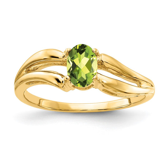 14K Yellow Gold 6x4mm Oval Peridot ring