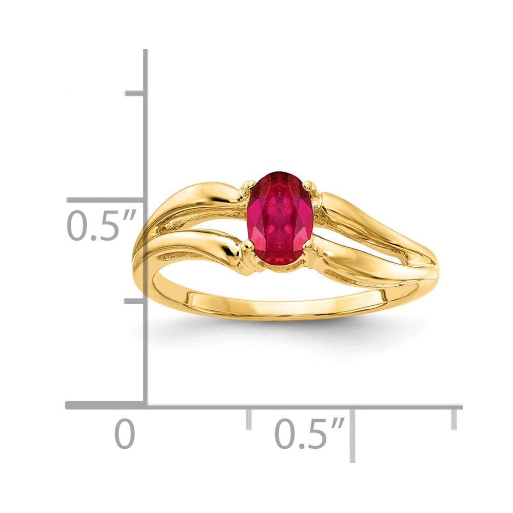 14K Yellow Gold 6x4mm Oval Ruby ring