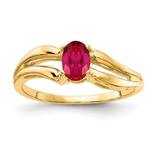 14K Yellow Gold 6x4mm Oval Ruby ring