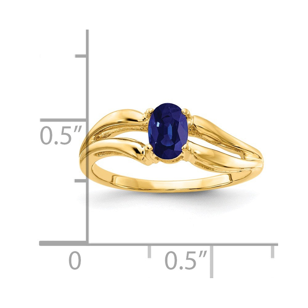 14K Yellow Gold 6x4mm Oval Sapphire ring