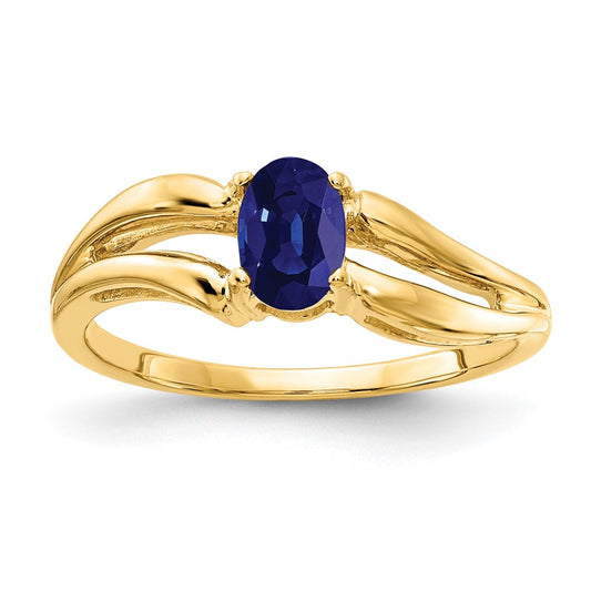 14K Yellow Gold 6x4mm Oval Sapphire ring