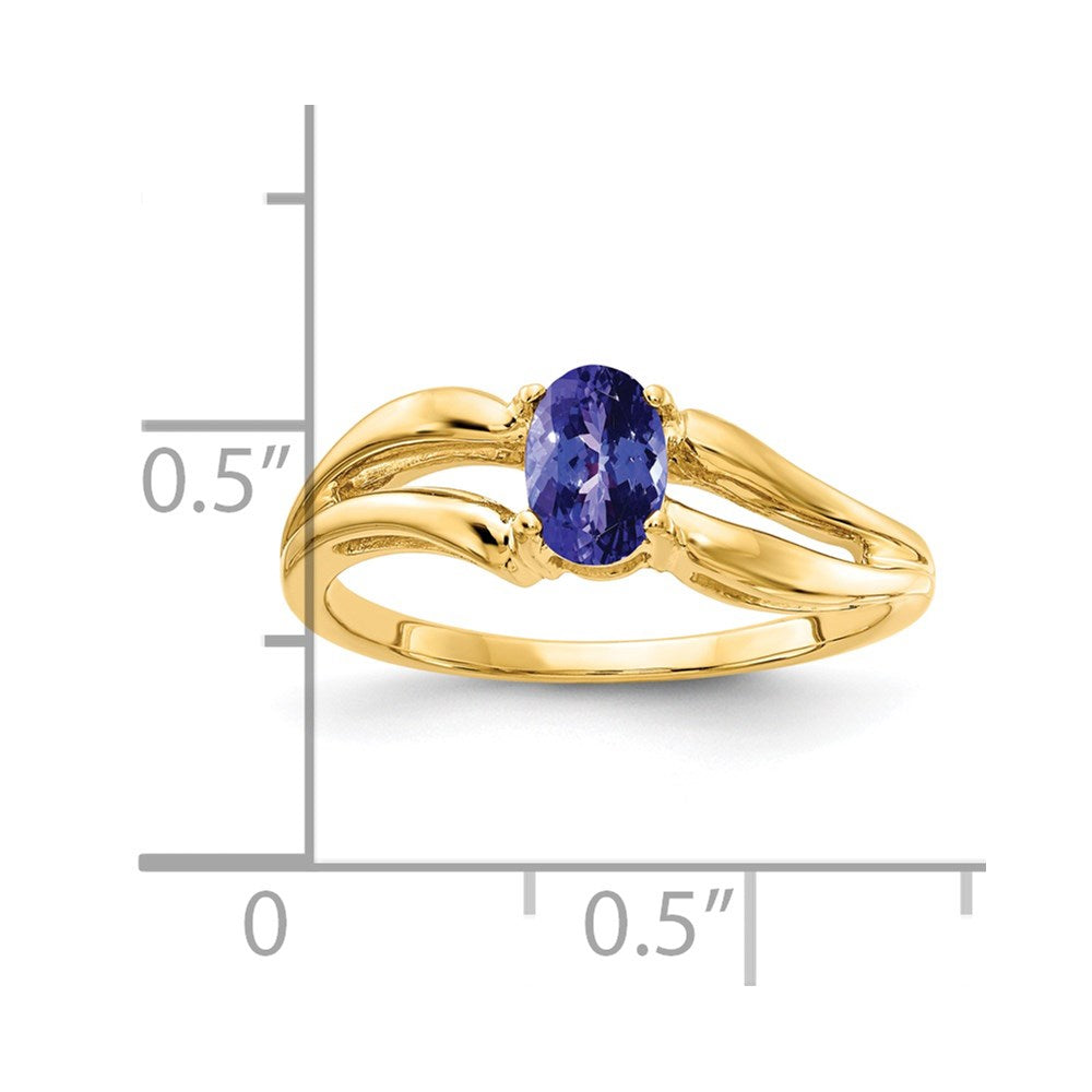 14k Yellow Gold 6x4mm Oval Tanzanite ring