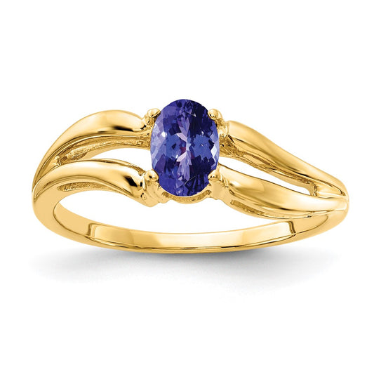 14k Yellow Gold 6x4mm Oval Tanzanite ring