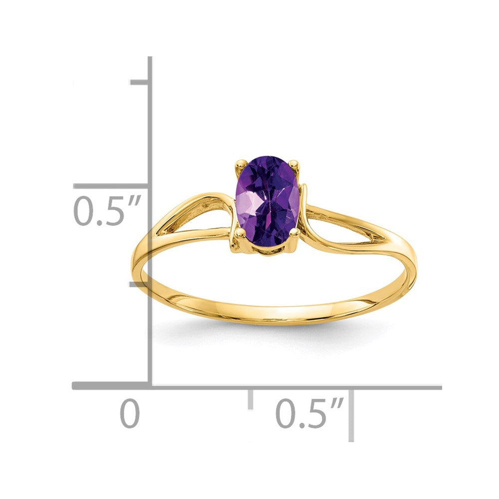 14K Yellow Gold 6x4mm Oval Amethyst ring