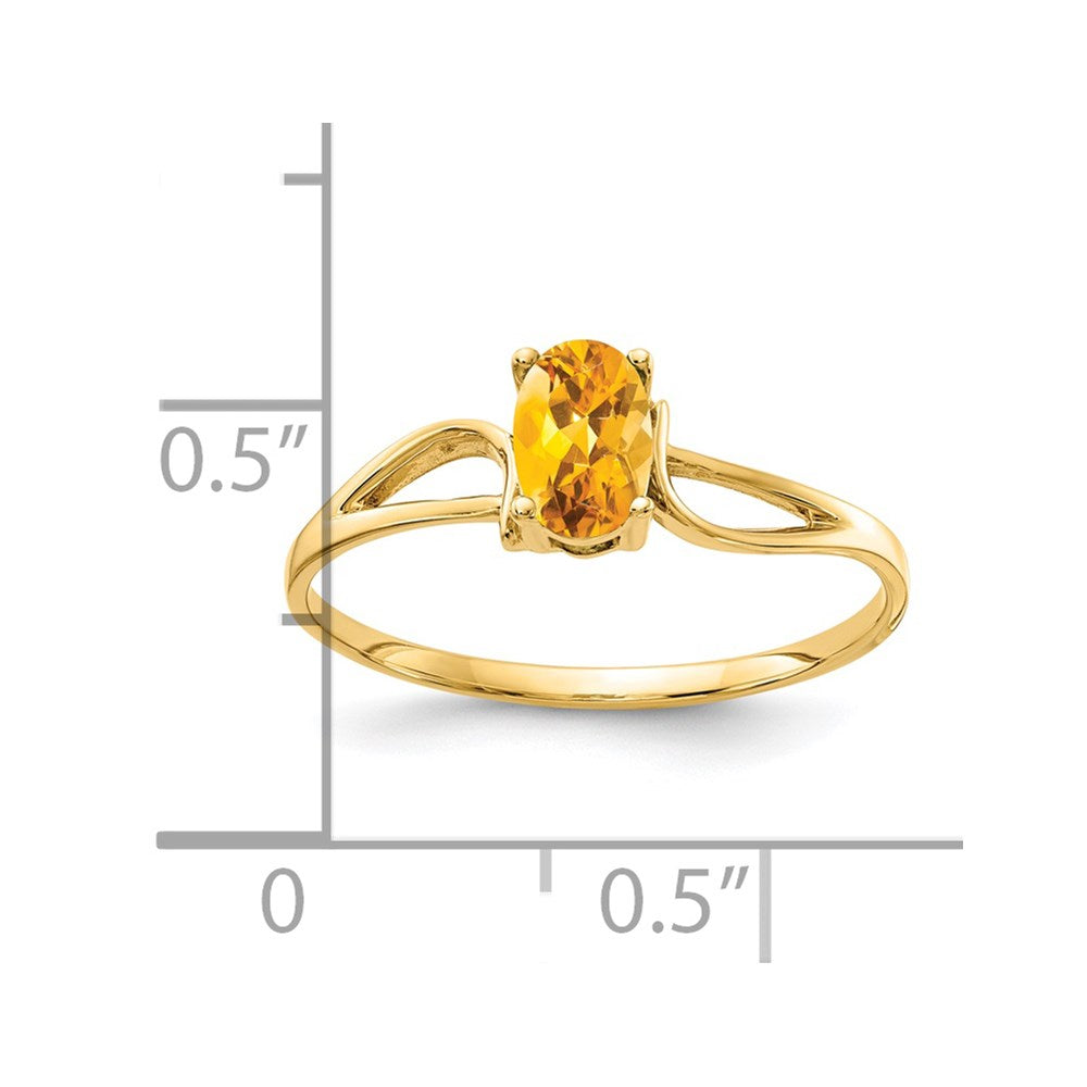 14K Yellow Gold 6x4mm Oval Citrine ring