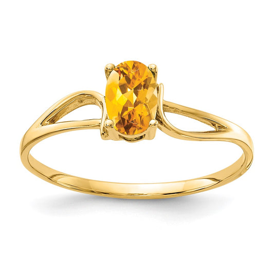 14K Yellow Gold 6x4mm Oval Citrine ring