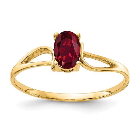 14K Yellow Gold 6x4mm Oval Created Ruby ring