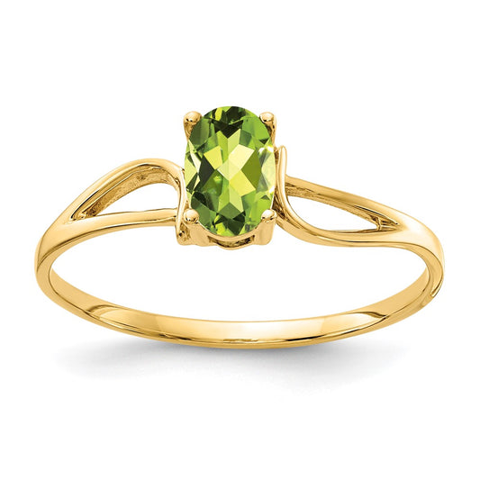 14K Yellow Gold 6x4mm Oval Peridot ring