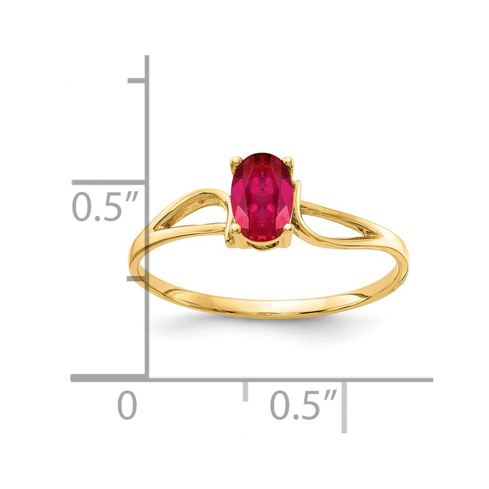 14K Yellow Gold 6x4mm Oval Ruby ring