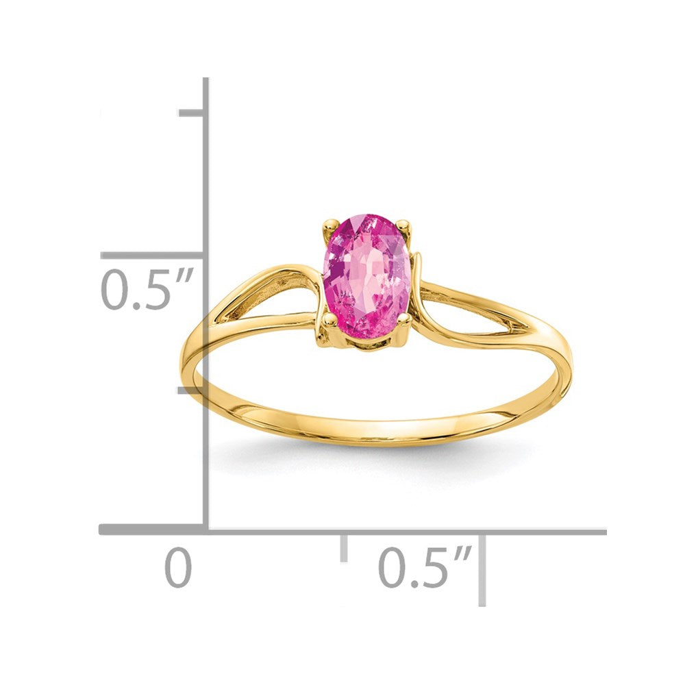 14K Yellow Gold 6x4mm Oval Pink Sapphire Ring