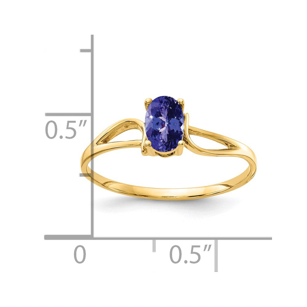 14k Yellow Gold 6x4mm Oval Tanzanite ring