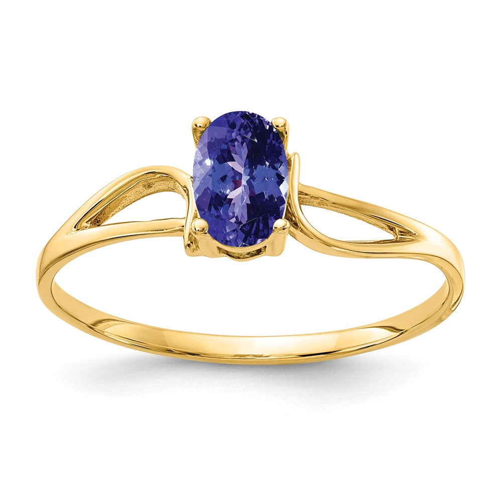 14k Yellow Gold 6x4mm Oval Tanzanite ring