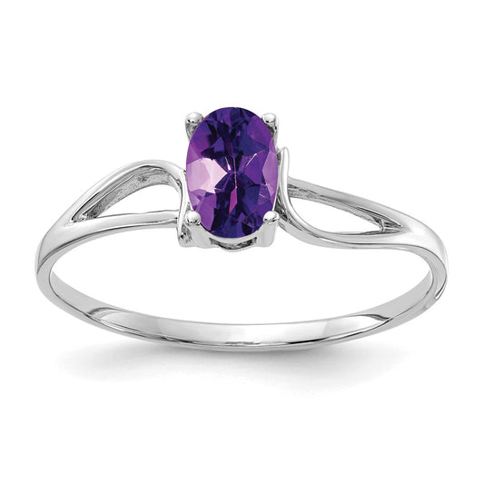 14k White Gold 6x4mm Oval Amethyst ring