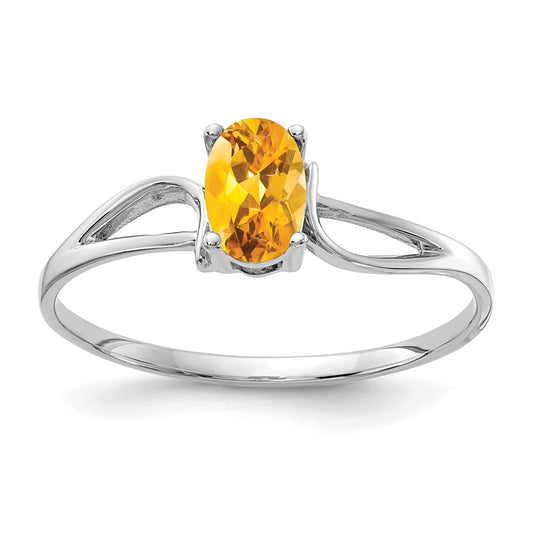 14k White Gold 6x4mm Oval Citrine ring