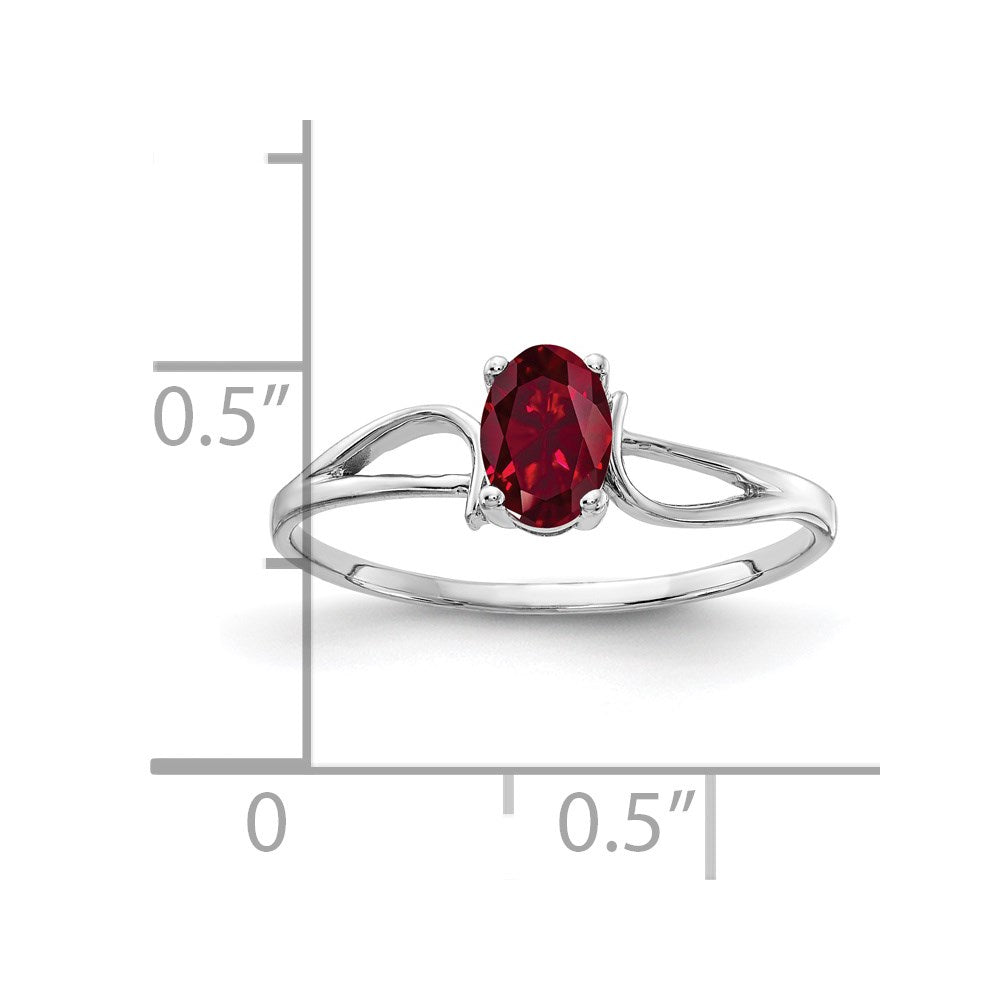 14k White Gold 6x4mm Oval Created Ruby ring