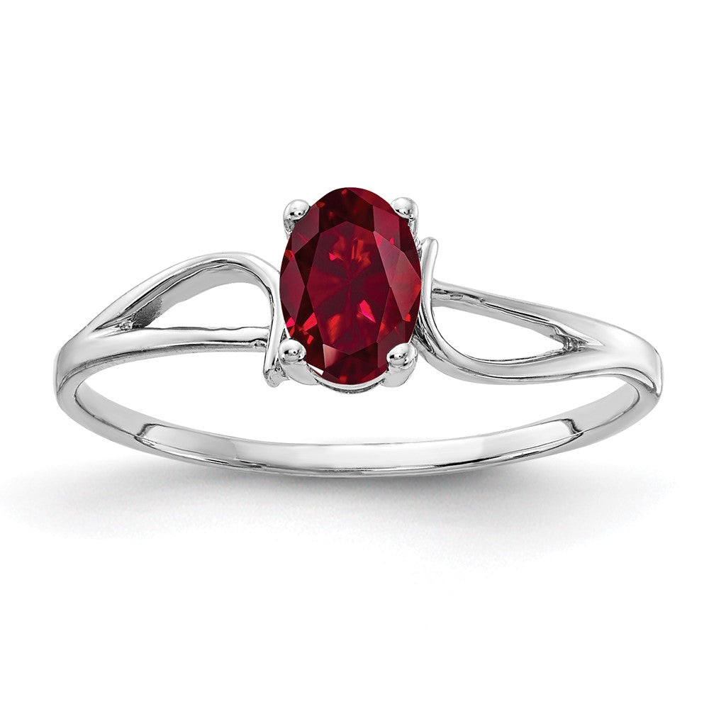 14k White Gold 6x4mm Oval Created Ruby ring