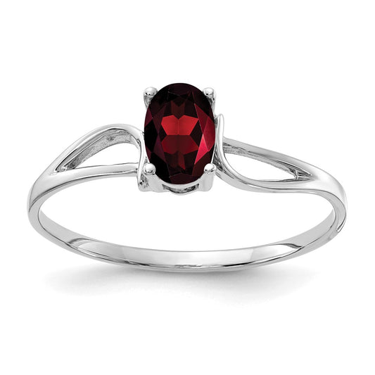 14k White Gold 6x4mm Oval Garnet ring