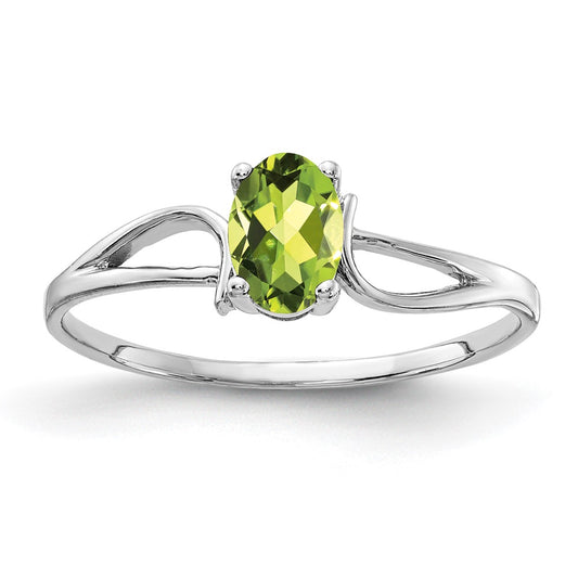 14k White Gold 6x4mm Oval Peridot ring