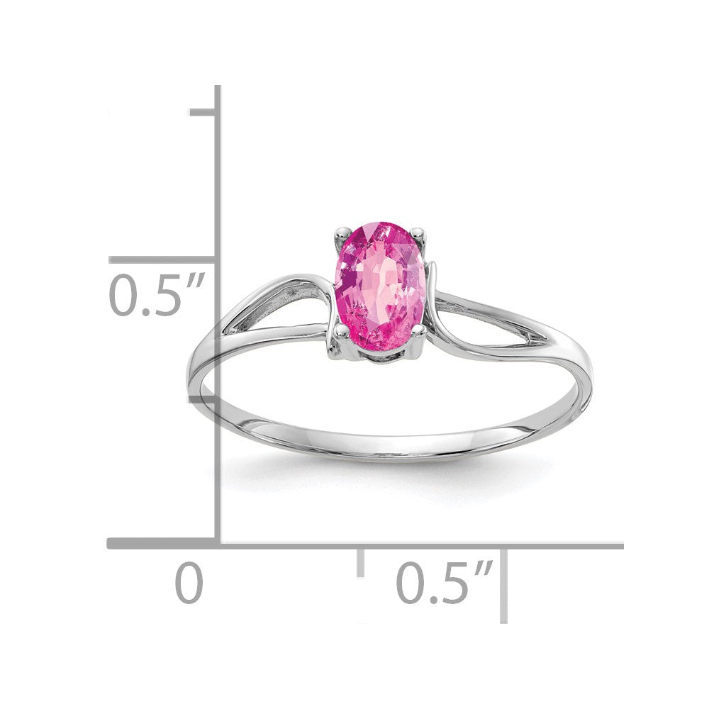 14k White Gold 6x4mm Oval Pink Sapphire Ring