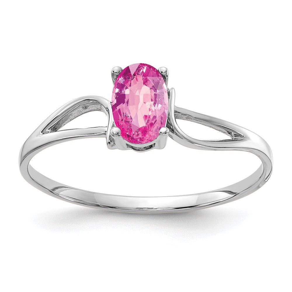 14k White Gold 6x4mm Oval Pink Sapphire Ring