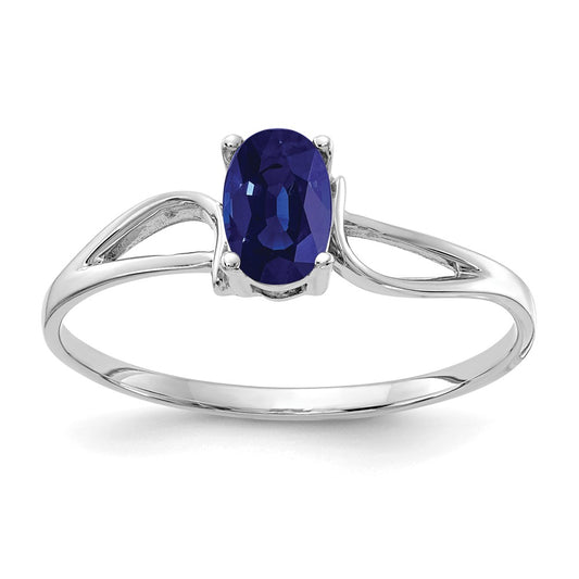 14k White Gold 6x4mm Oval Sapphire ring