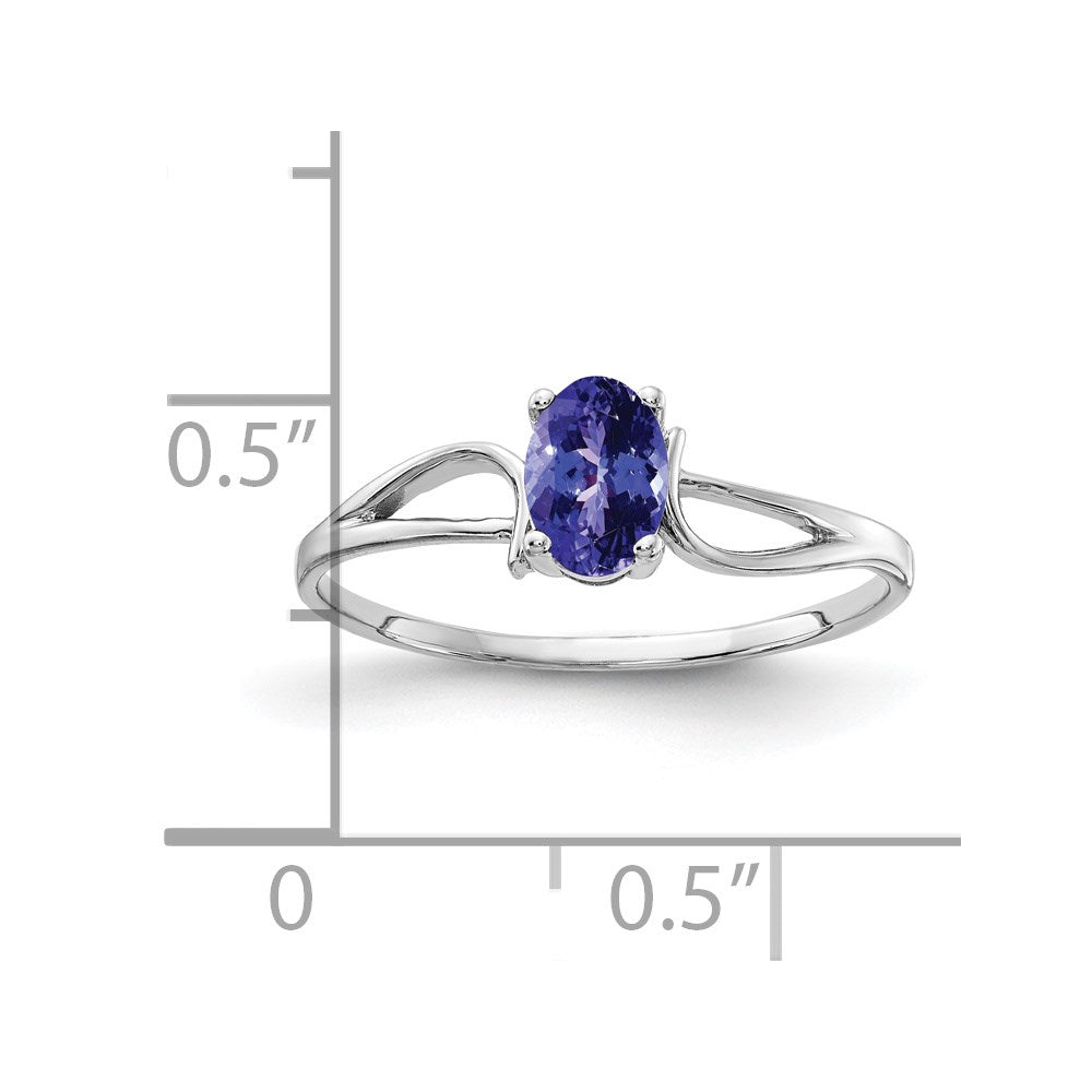 14k White Gold 6x4mm Oval Tanzanite ring