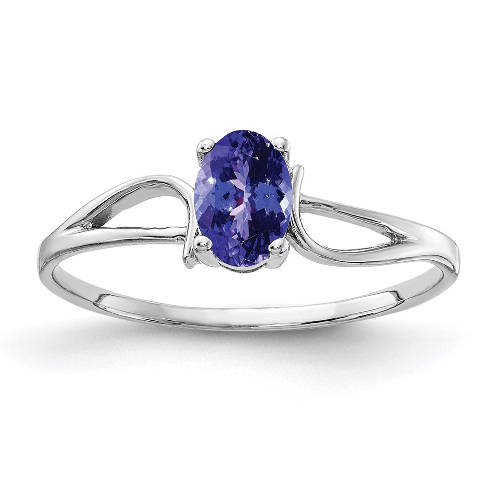 14k White Gold 6x4mm Oval Tanzanite ring