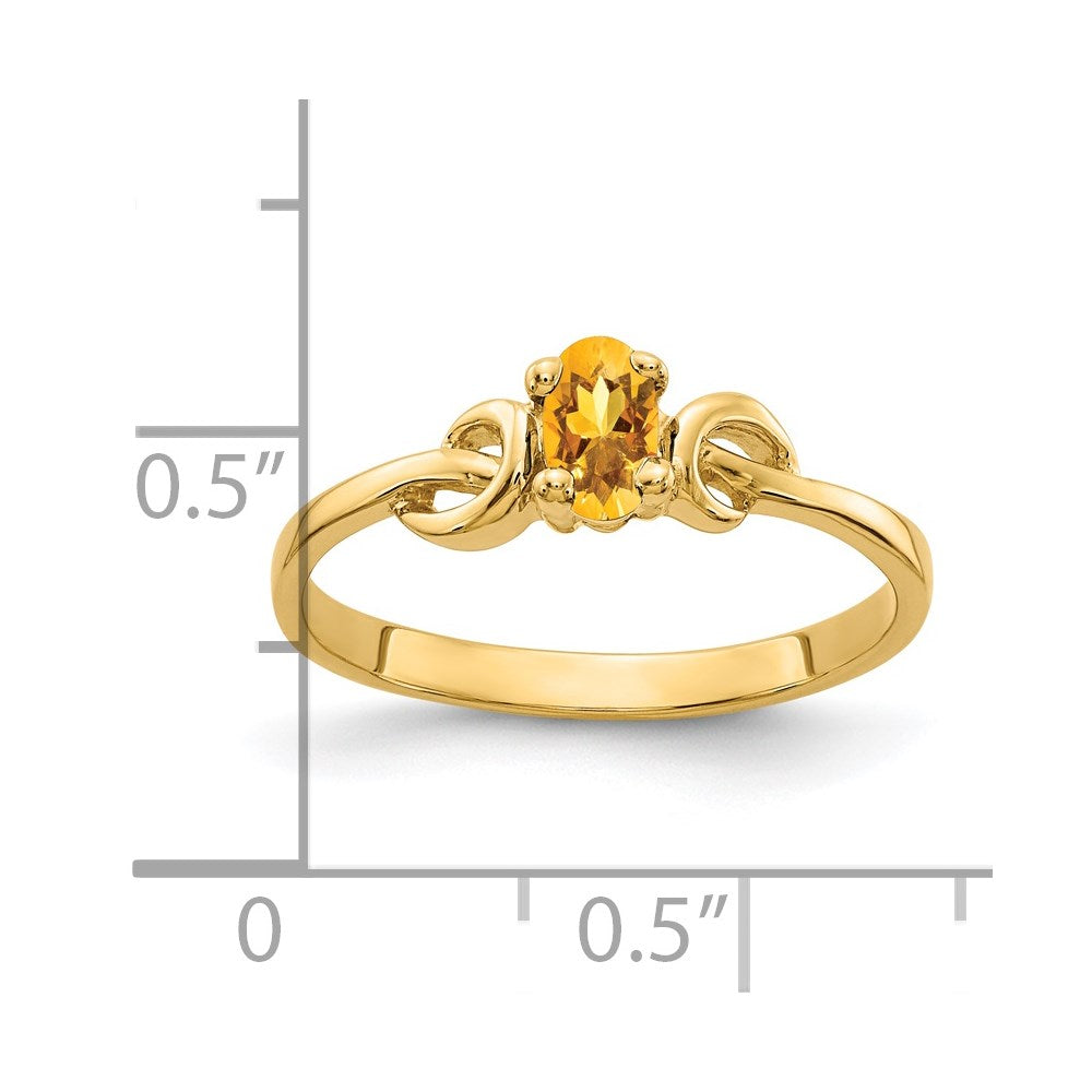 14K Yellow Gold 5x3mm Oval Citrine ring